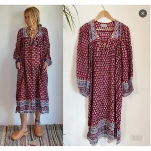 Vintage S Kumar Indian Paisley Printed Cotton Gauze Boho Dress